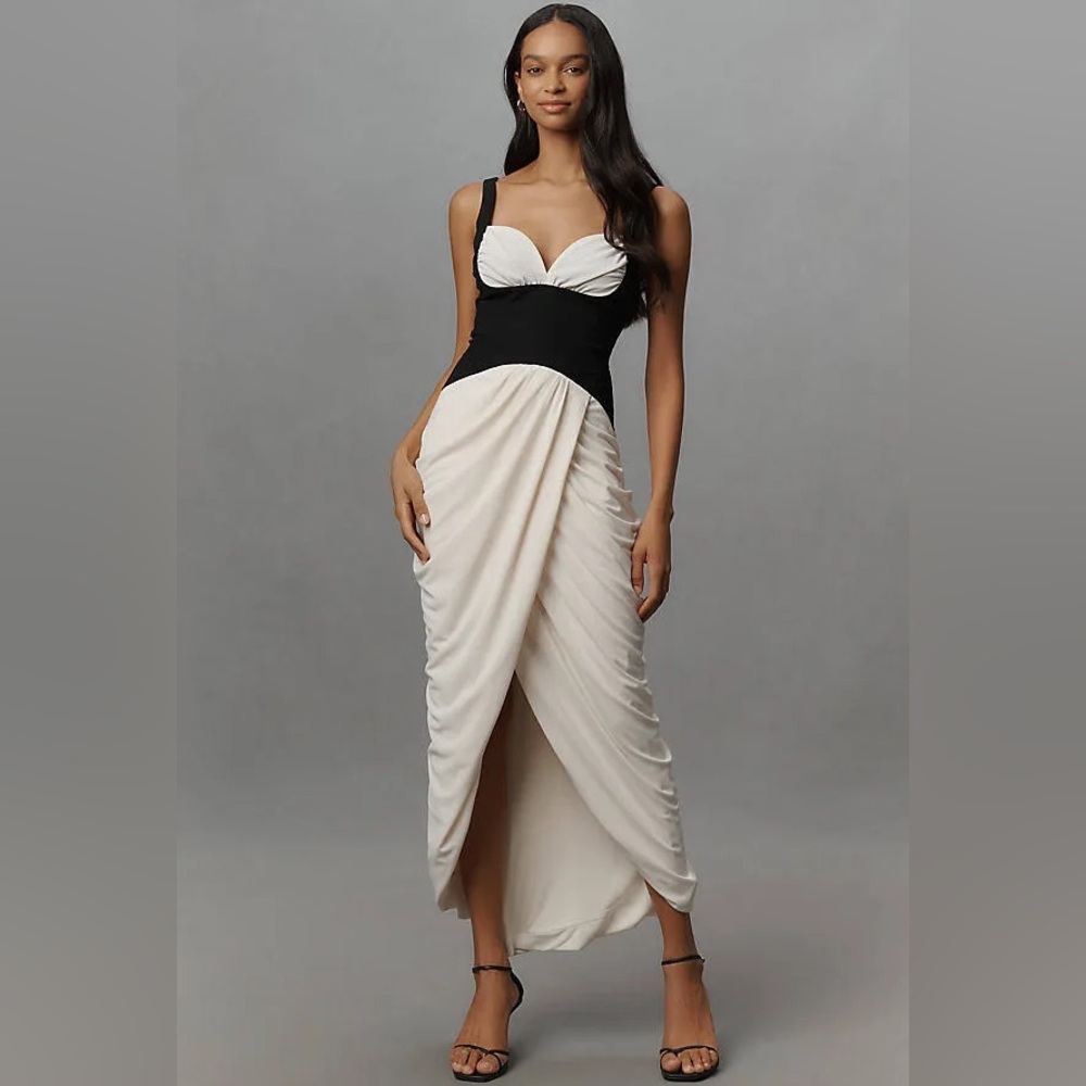 Anthropologie Maeve Ruches Corset Midi Dress Sz M NWT